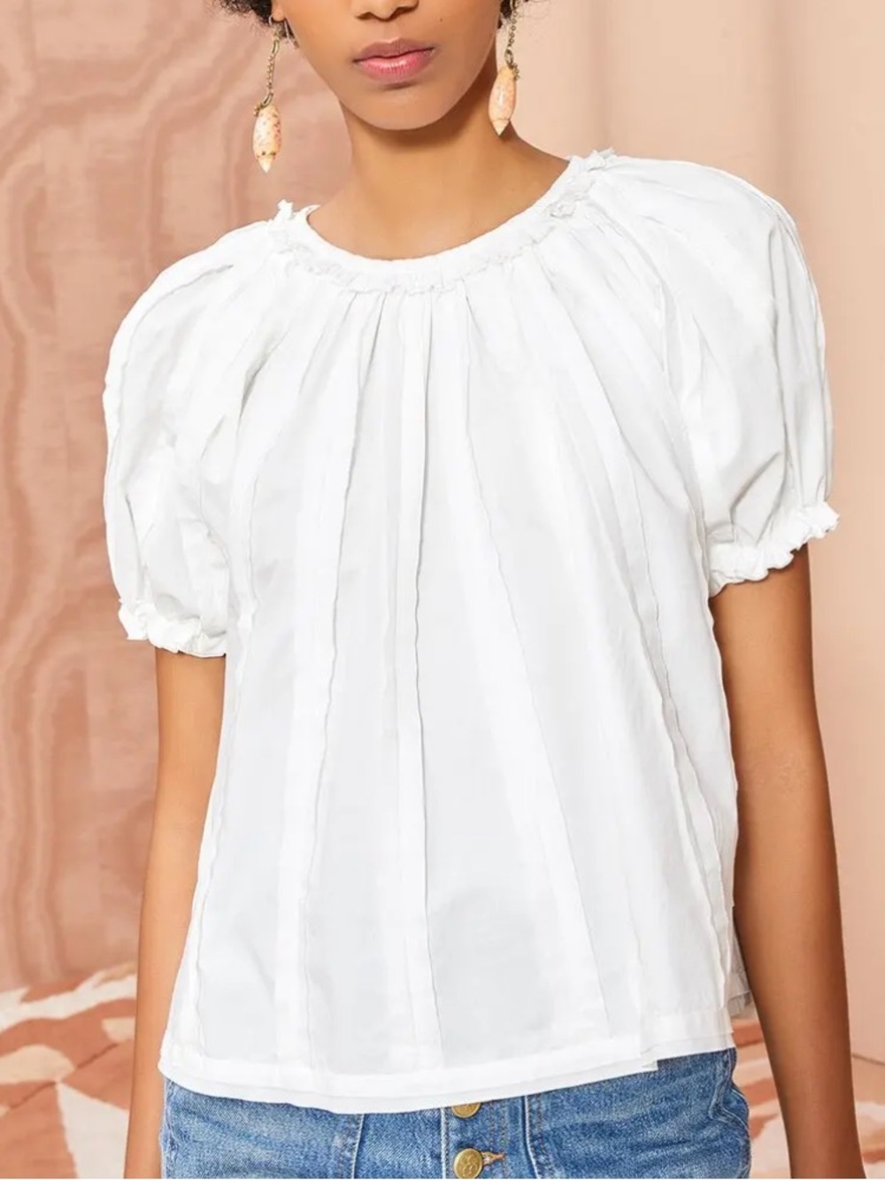 Ulla Johnson Lora White Puff Sleeve Top size 6